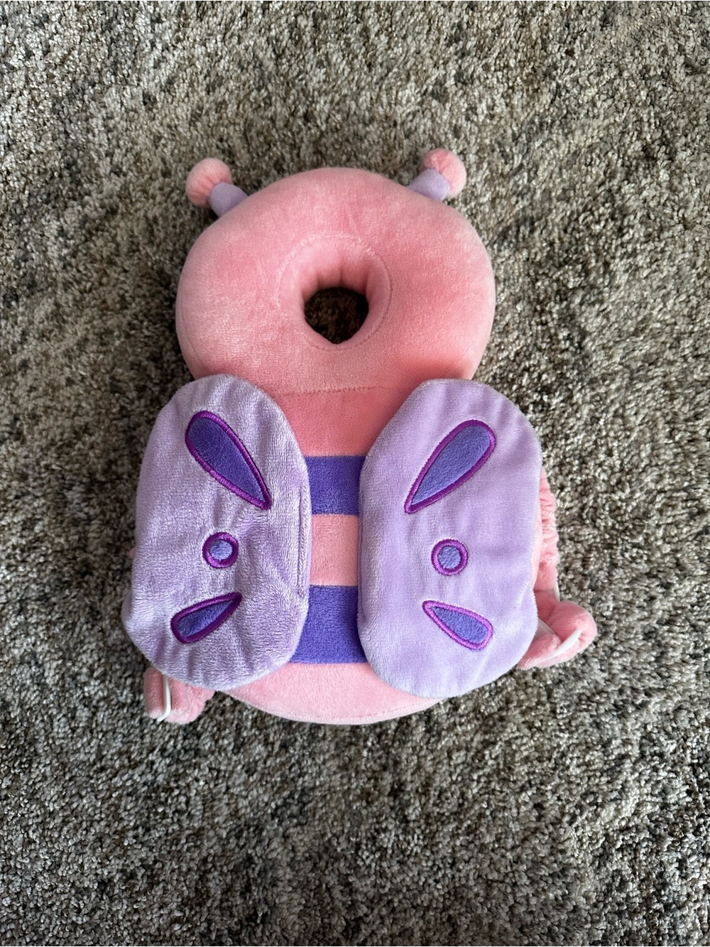 Plush Butterfly Head Support Pillow for Kids - Pink & Purple